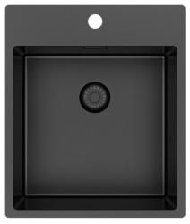 Pure.Sink Exklusiv Gun Metal Spülbecken 44x52 cm Tapwing mit Lochbank 10mm Radius PEX4040T-61