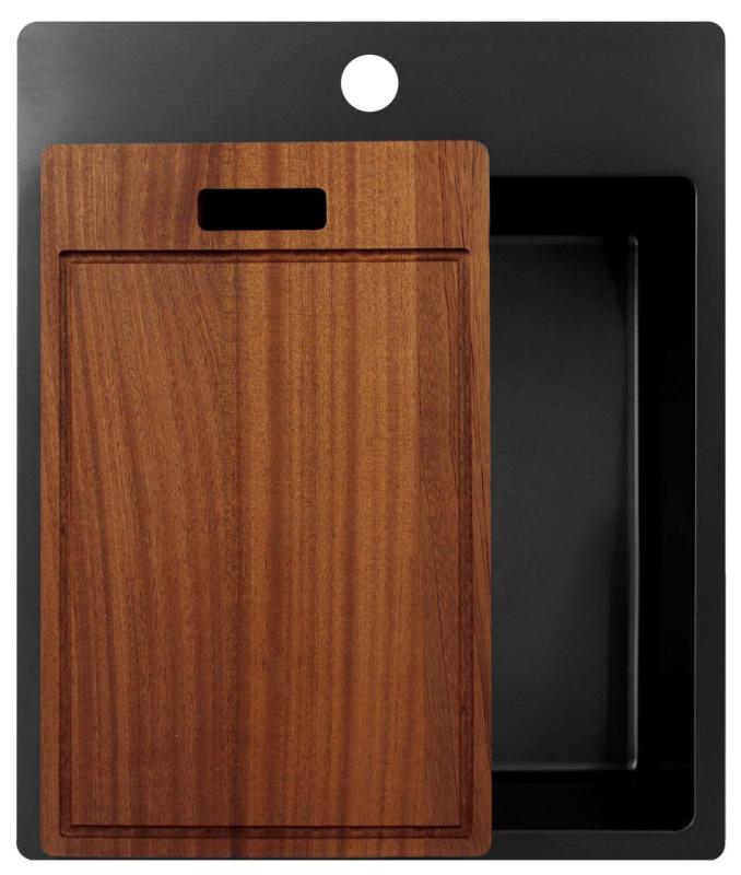 Pure.Sink Exclusivo Gun Metal Spülbecken 44x52 cm Tapwing mit Lochbank 10mm Radius PEX4040T-61