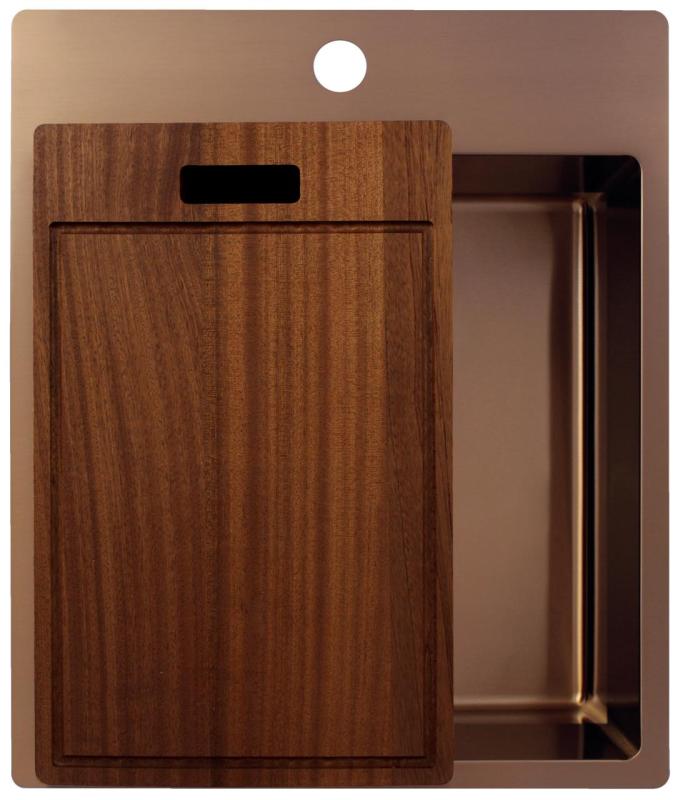 Pure.Sink Exclusivo Kupferspüle 44x52 cm Tapwing mit Lochbank 10mm Radius PEX4040T-62