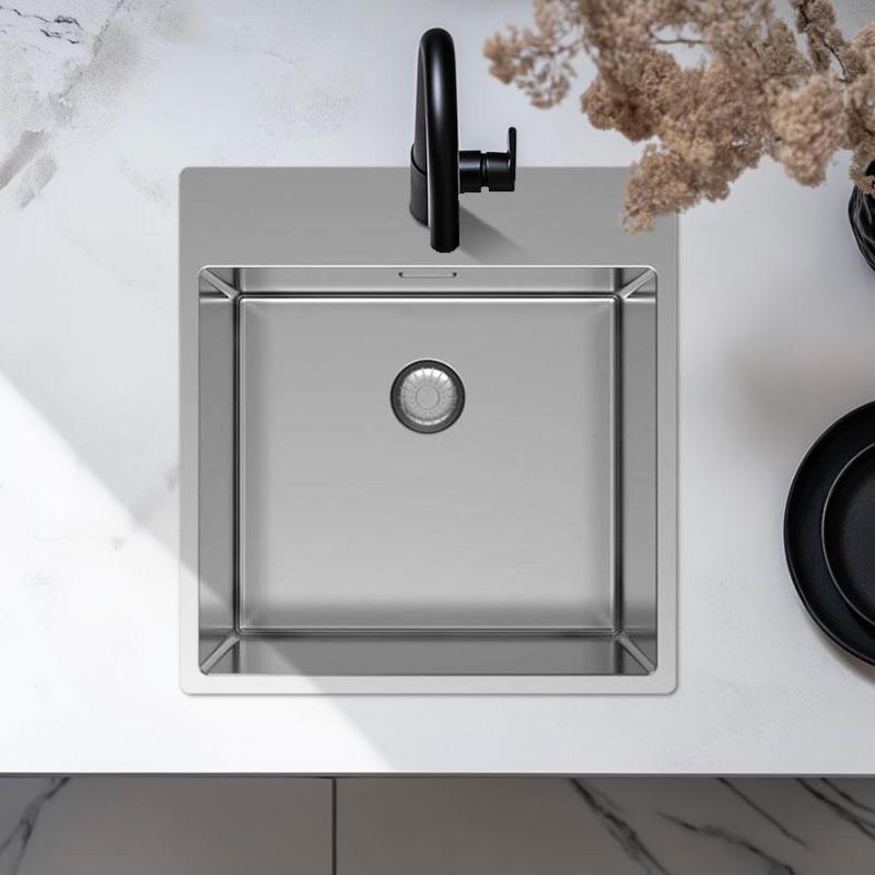 Pure.Sink Exclusivo Edelstahl Spüle 49x52 cm Tapwing mit Lochbank für Wasserhahn 10mm Radius PEX4540T-02