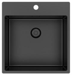 Pure.Sink Exclusivo Gun Metal Spüle 49x52 cm Tapwing mit Lochbank für Wasserhahn 10mm Radius PEX4540T-61