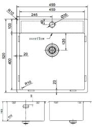 Pure.Sink Exclusivo Gun Metal Spüle 49x52 cm Tapwing mit Lochbank für Wasserhahn 10mm Radius PEX4540T-61