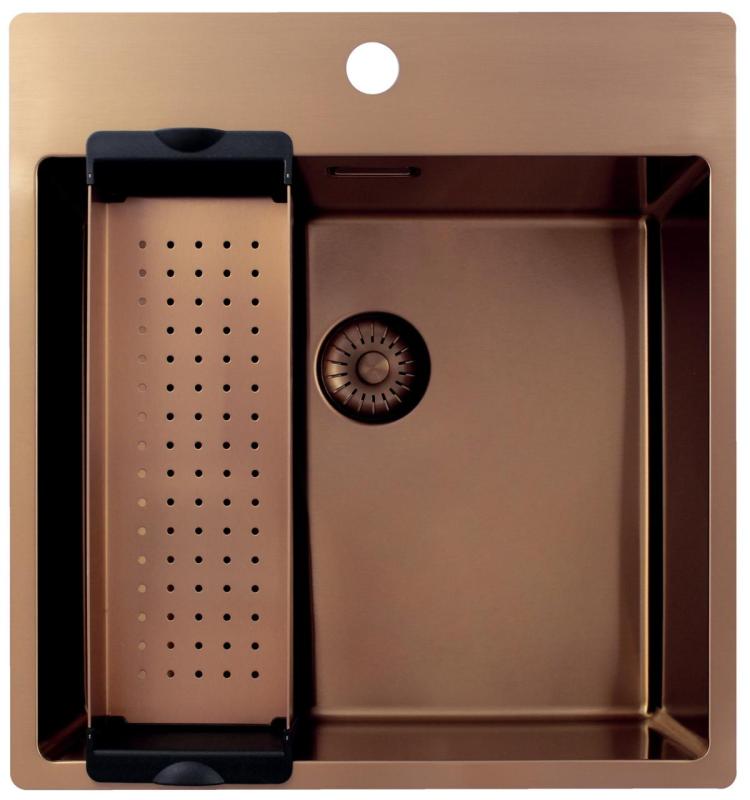 Pure.Sink Exclusivo Kupfer Spülbecken 49x52 cm Tapwing mit Hahnlochbank 10mm Radius PEX4540T-62