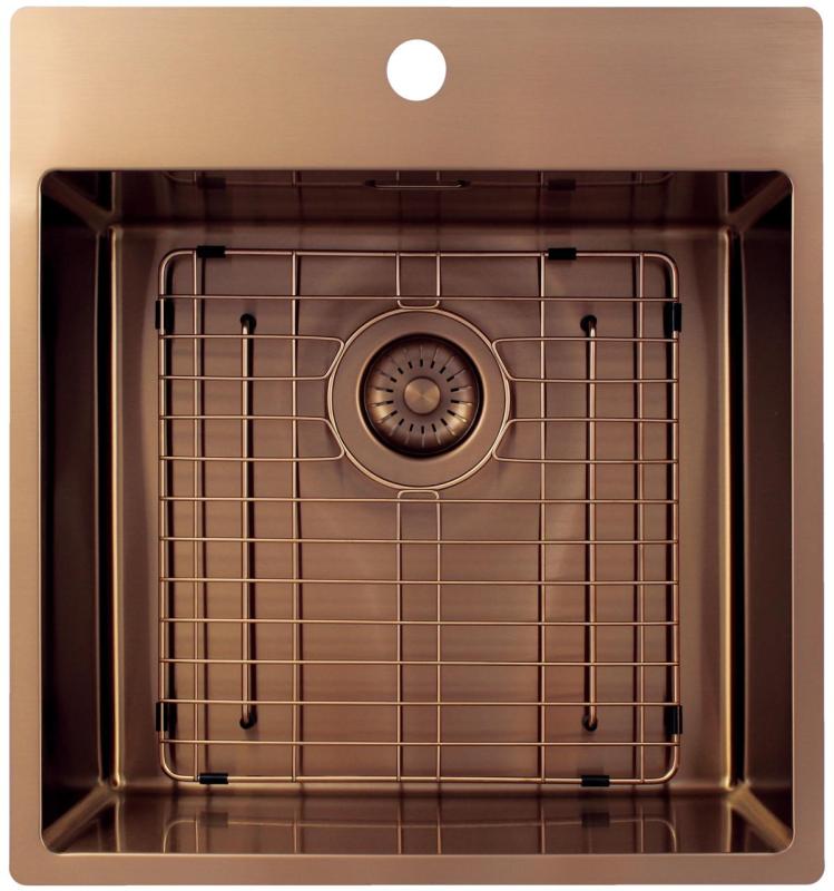 Pure.Sink Exclusivo Kupfer Spülbecken 49x52 cm Tapwing mit Hahnlochbank 10mm Radius PEX4540T-62