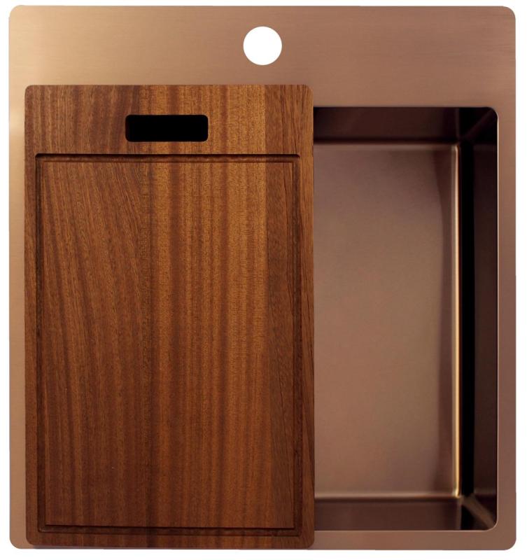 Pure.Sink Exclusivo Kupfer Spülbecken 49x52 cm Tapwing mit Hahnlochbank 10mm Radius PEX4540T-62