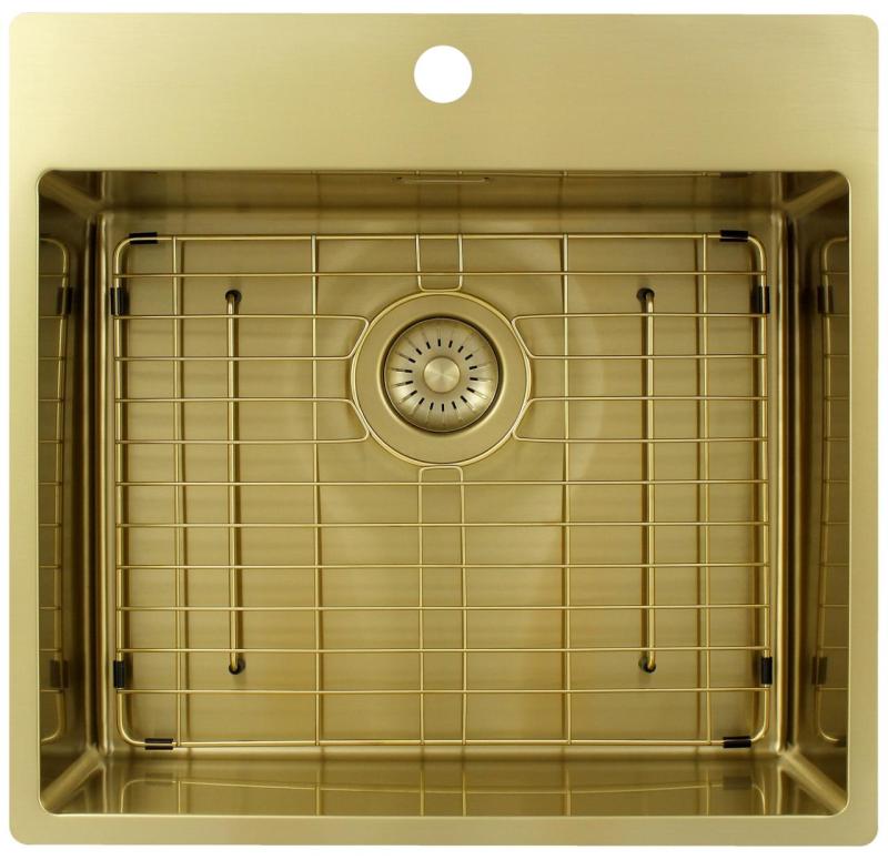 Pure.Sink Exclusivo Goldene Spülbecken 54x52 cm Tapwing mit Kranlochbank 10mm Radius PEX5040T-60