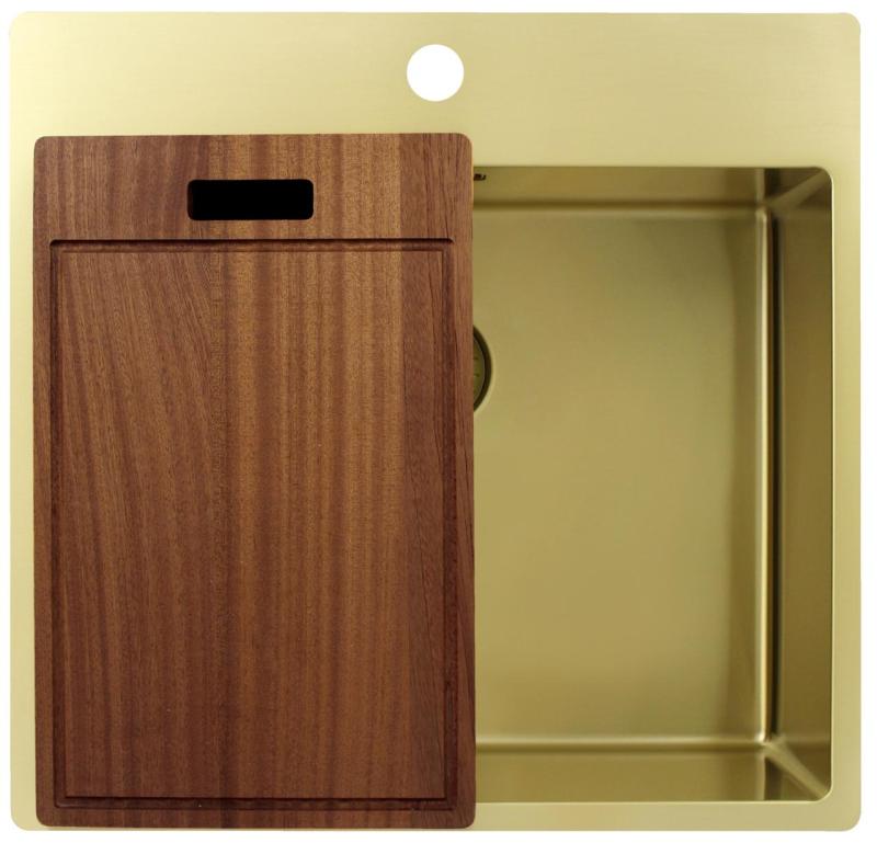 Pure.Sink Exclusivo Goldene Spülbecken 54x52 cm Tapwing mit Kranlochbank 10mm Radius PEX5040T-60