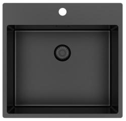 Pure.Sink Exklusiv Gun Metal Spüle 54x52 cm Tapwing mit Lochbank für Wasserhahn 10mm Radius PEX5040T-61