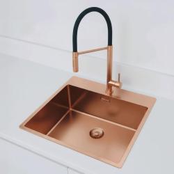Pure.Sink Exclusivo Kupfer Spüle 54x52 cm Tapwing mit Armaturenbank 10mm Radius PEX5040T-62