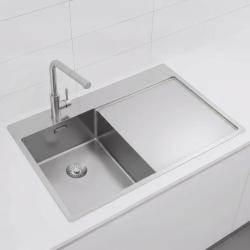 Pure.Sink Exclusivo RVS kleines Spülbecken mit Abtropffläche 78x52 cm Tapwing links PEX3478LT-02
