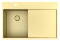 Pure.Sink Exclusivo Goldene kleine Spüle mit Abtropffläche 78x52 cm Tapwing links PEX3478LT-60