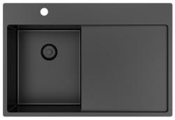 Pure.Sink Exclusivo Gun Metal kleines Spülbecken mit Abtropffläche 78x52 cm Tapwing links PEX3478LT-61