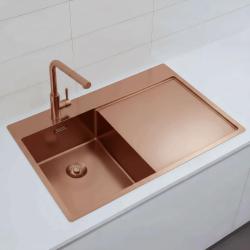 Pure.Sink Exclusivo Kupfer kleine Spüle mit Abtropffläche 78x52 cm Tapwing links PEX3478LT-62