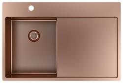 Pure.Sink Exclusivo Kupfer kleine Spüle mit Abtropffläche 78x52 cm Tapwing links PEX3478LT-62