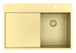 Pure.Sink Exclusivo Goldene kleine Spüle mit Abtropffläche 78x52 cm Tapwing rechts PEX3478RT-60