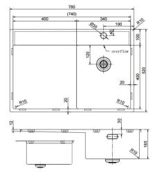 Pure.Sink Exclusivo Goldene kleine Spüle mit Abtropffläche 78x52 cm Tapwing rechts PEX3478RT-60