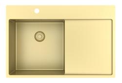 Pure.Sink Exclusivo Goldene Spüle mit Abtropffläche 78x52 cm Tapwing links PEX4078LT-60