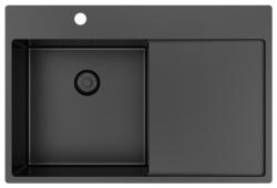 Pure.Sink Exclusivo Gun Metal Spüle mit Abtropffläche 78x52 cm Tapwing links PEX4078LT-61