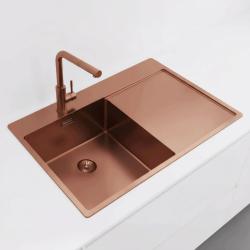 Pure.Sink Exclusivo Kupfer Spülbecken mit Abtropffläche 78x52 cm Tapwing links PEX4078LT-62