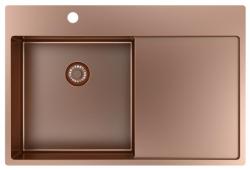 Pure.Sink Exclusivo Kupfer Spülbecken mit Abtropffläche 78x52 cm Tapwing links PEX4078LT-62