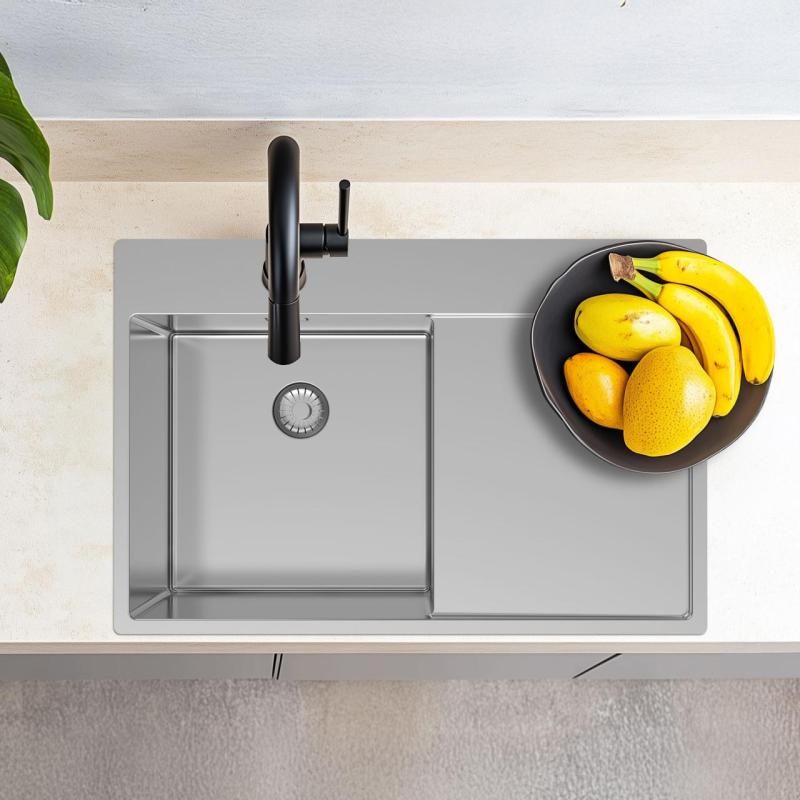 Pure.Sink Exclusivo Edelstahl Spüle mit Abtropffläche 78x52 cm Tapwing rechts PEX4078RT-02