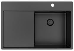 Pure.Sink Exclusivo Gun Metal Spülbecken mit Abtropffläche 78x52 cm Tapwing rechts PEX4078RT-61