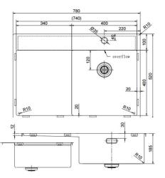 Pure.Sink Exclusivo Gun Metal Spülbecken mit Abtropffläche 78x52 cm Tapwing rechts PEX4078RT-61
