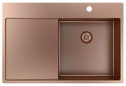 Pure.Sink Exclusivo Kupfer Spülbecken mit Abtropffläche 78x52 cm Tapwing rechts PEX4078RT-62