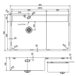Pure.Sink Exklusiver Edelstahlspüle mit Abtropffläche 86x52 cm Tapwing links PEX5086LT-02