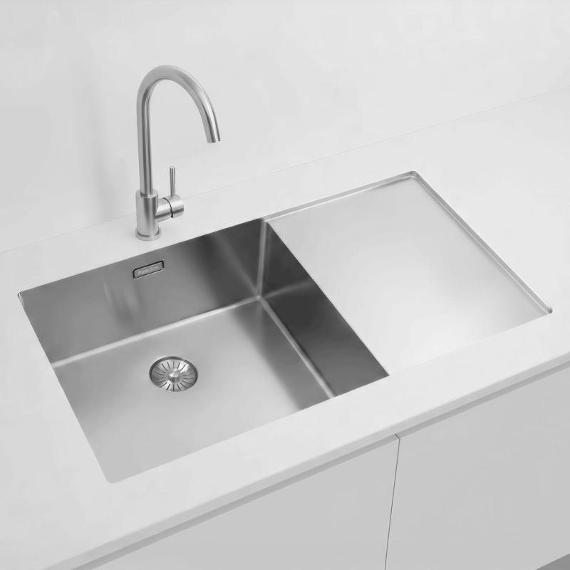 Pure.Sink Exclusivo Edelstahlspüle mit Abtropffläche 86x52 cm Tapwing links PEX5086LT-02