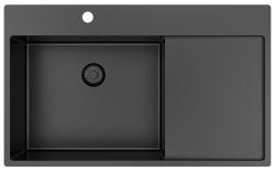 Pure.Sink Exclusivo Gun Metal Spüle mit Abtropffläche 86x52 cm Tapwing links PEX5086LT-61