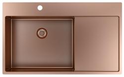 Pure.Sink Exclusivo Kupfer Spülbecken mit Abtropffläche 86x52 cm Tapwing links PEX5086LT-62