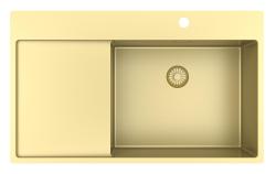 Pure.Sink Exclusivo Goldene Spülbecken mit Abtropffläche 86x52 cm Tapwing rechts PEX5086RT-60