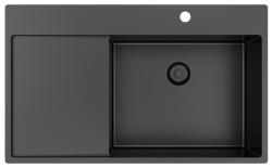 Pure.Sink Exclusivo Gun Metal Spülbecken mit Abtropffläche 86x52 cm Tapwing rechts PEX5086RT-61