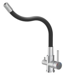 Quadri Selene Küchenmischbatterie Edelstahl 3-Wege mit flexiblem Auslauf und zusätzlichem Anschluss für gefiltertes Wasser 1208971407