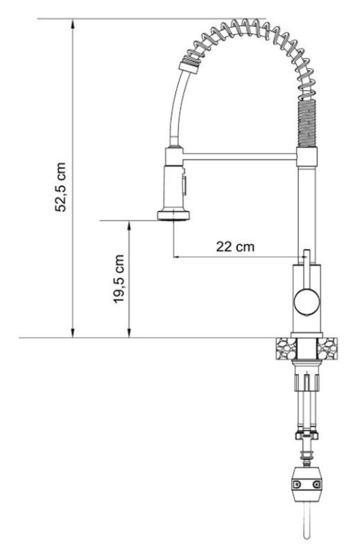 Quadri Redwick Küchenmischbatterie Chrom mit halbflexiblem Auslauf und Dusche mit 2 Strahlarten plus Wasserstopp-Funktion 1208971412