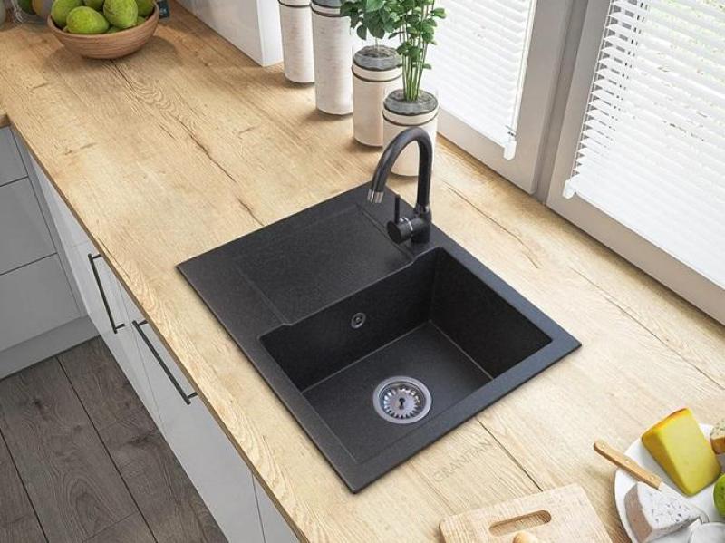 Graniteland Nex Granit Arduinstein Look Spülbecken mit Abtropffläche 574x464 mm 1208971426