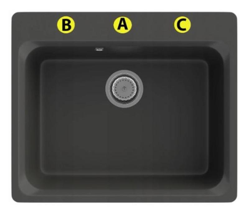 Graniteland Vastone Granit Spüle 619x522 mm Schwarz Oberbau mit Kranlochbank und Edelstahl Plug 1208971443