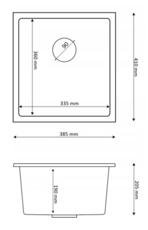 Graniteland Miniva Granit Spüle Weiß Unterbau 385x410 mm 1208971452