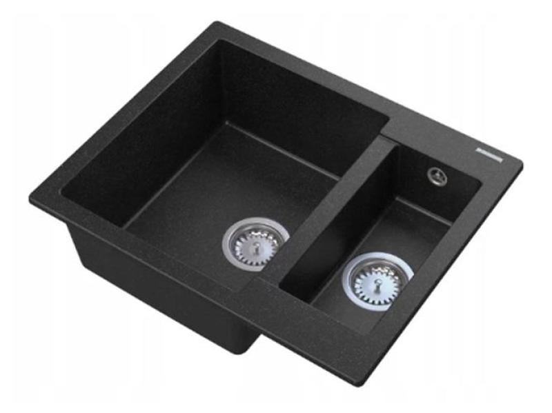 Graniteland Adda Granit Schwarze 1.5 Spüle Aufbau 600x495mm 1208971454