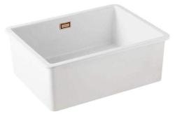Ausmann Ceramic Mira Keramische Weißes Spülbecken - Unterbau und Zwischenbau 795 x 460 mm mit Kupferstopfen 1208971467