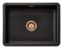 Ausmann Ceramic Ember Keramik Matte Schwarze Spüle - Aufbau und Unterbau 54 x 40 cm mit Kupferstopfen 1208971497