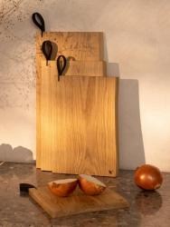 Woodsea Chop-Chop Eiche S - Eichenholz Schneidebrett 25x24cm mit Ledergriff 1208971539