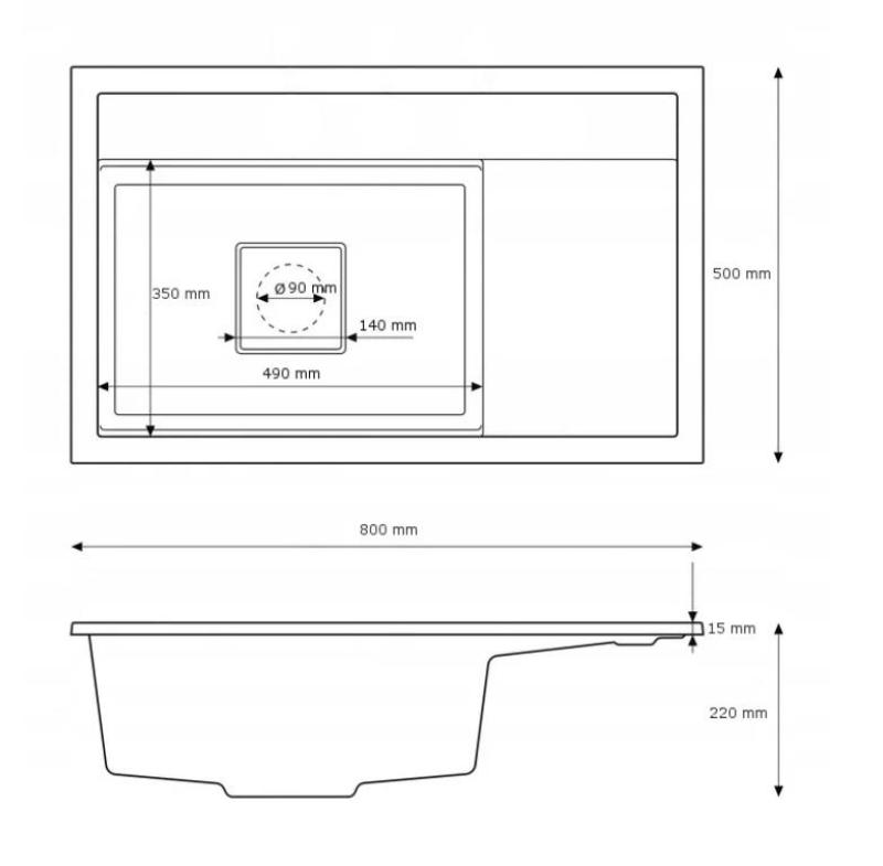 Graniteland Seta Granit Grau Aufbauwaschbecken 80x50 cm 1208971621