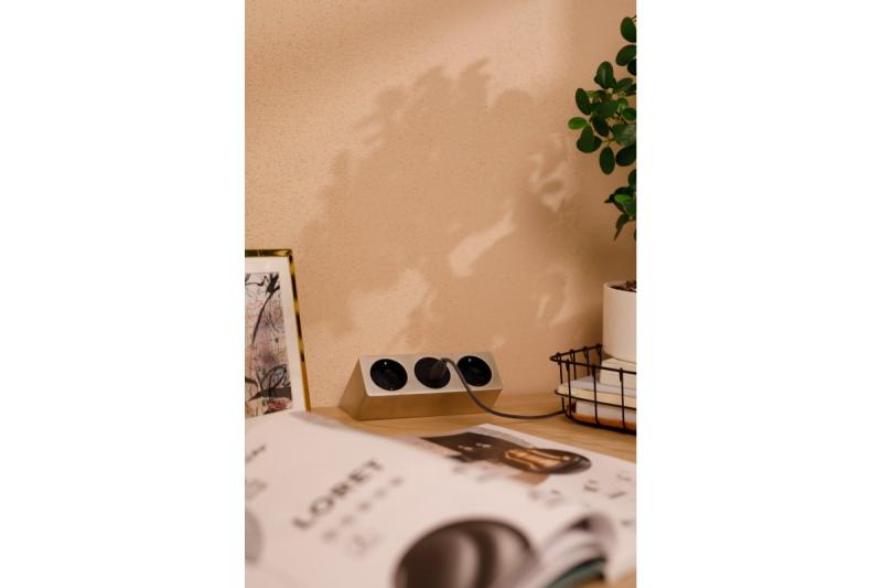 Möbelsteckdose SOFITO, 2xSCHUKO, USB A+C, Kabel 1,5 m, Edelstahl