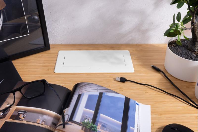 Möbelsteckdose MULTISOFT, 2xSCHUKO, USB A+C, RJ45, Kabel 1,5 m, weiß