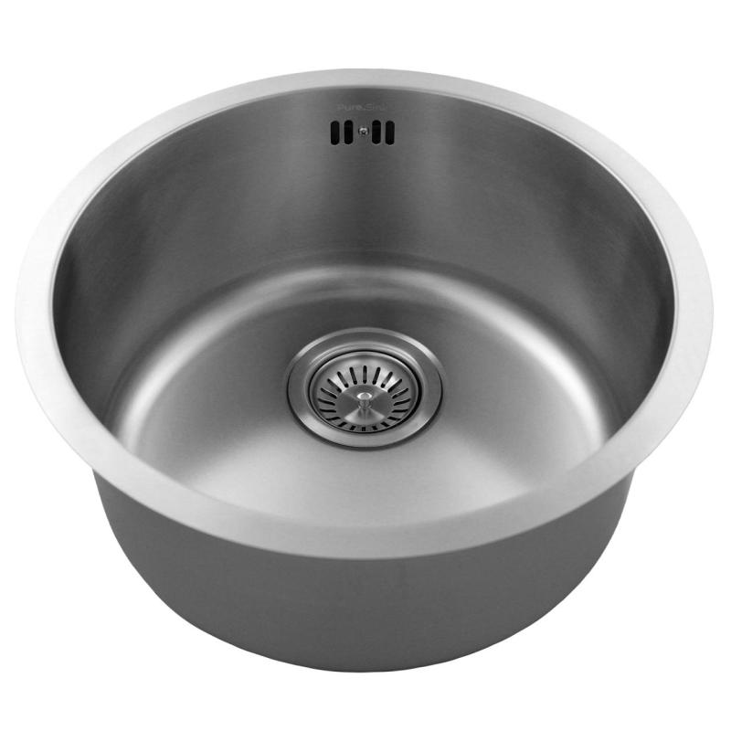 Pure.Sink Rondo Edelstahl Runde Spüle flächenbündig, Unterbau und Aufbau 38 cm PRN38-02