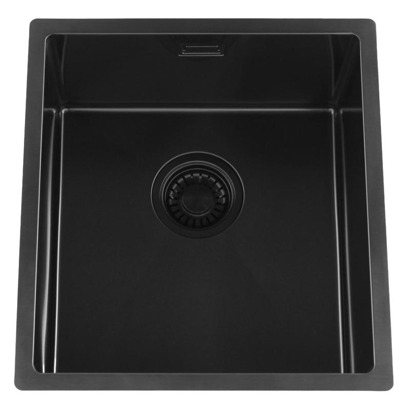 Pure.Sink Luxion PVD Schwarze Spüle 36 x 40 cm Unterbau, flächenbündiger Einbau und Aufsatz PLX3640-63