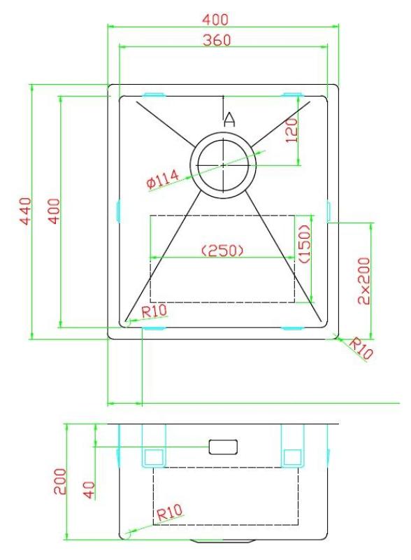 Pure.Sink Luxion PVD Schwarze Spüle 36 x 40 cm Unterbau, flächenbündiger Einbau und Aufsatz PLX3640-63