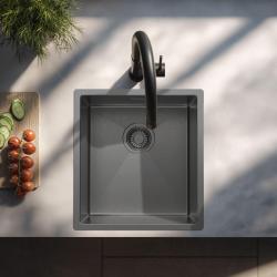 Pure.Sink Luxion Spülbecken in Gunmetal, 36 x 40 cm, für Unterbau, Flachbau und Aufsatzmontage PLX3640-61